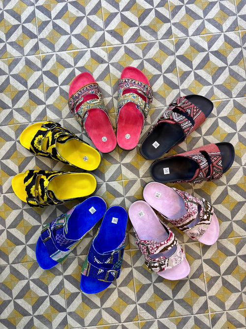 Atlas Red Double Strap Sandals Birkenstock style