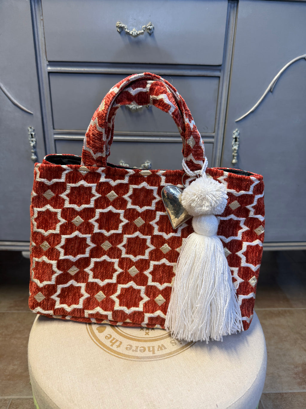 Bolso de mano en terciopelo