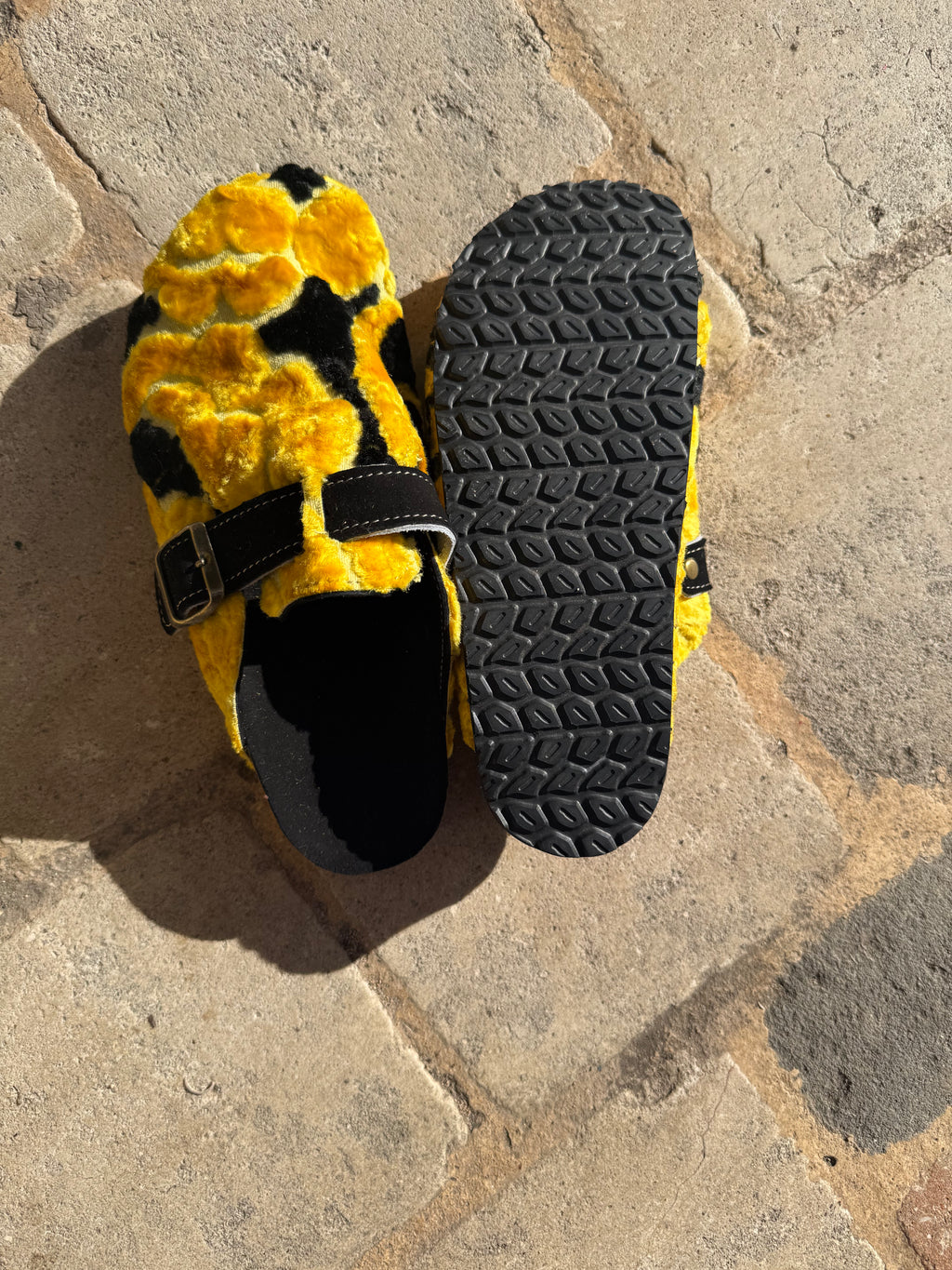 Mule Boston en piel y terciopelo