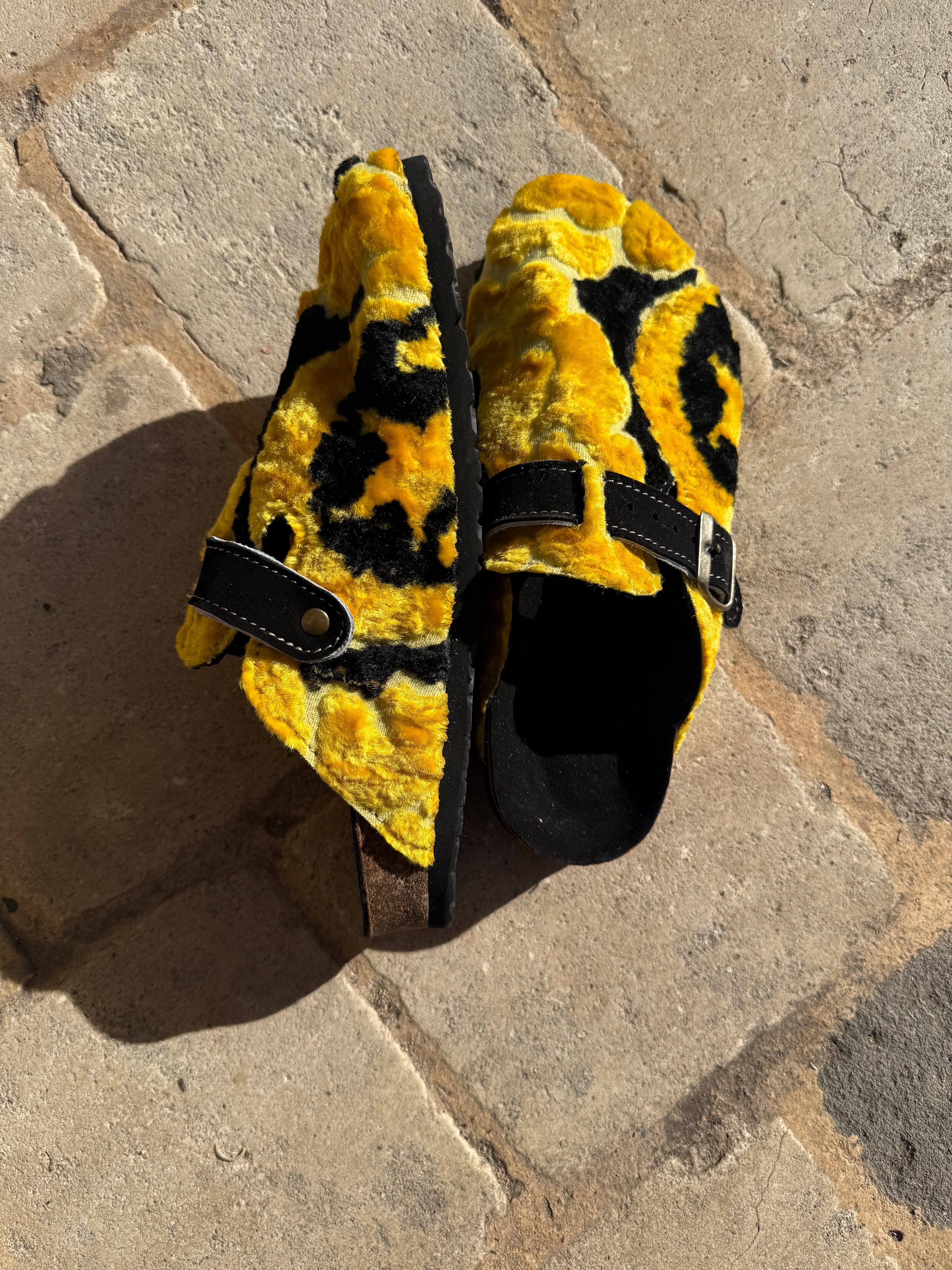 Mule Boston en piel y terciopelo